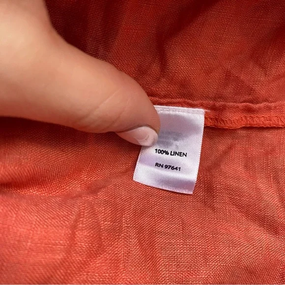 J. Jill Love Linen 100% linen Orange/coral Button-Up Shirt - Picture 5 of 7
